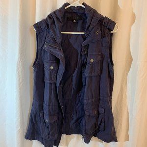 Tinsel Zip Up Vest Sleeveless with Hood